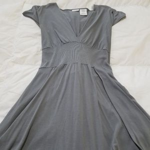 Grey V-neck Mini Dress Tunic
